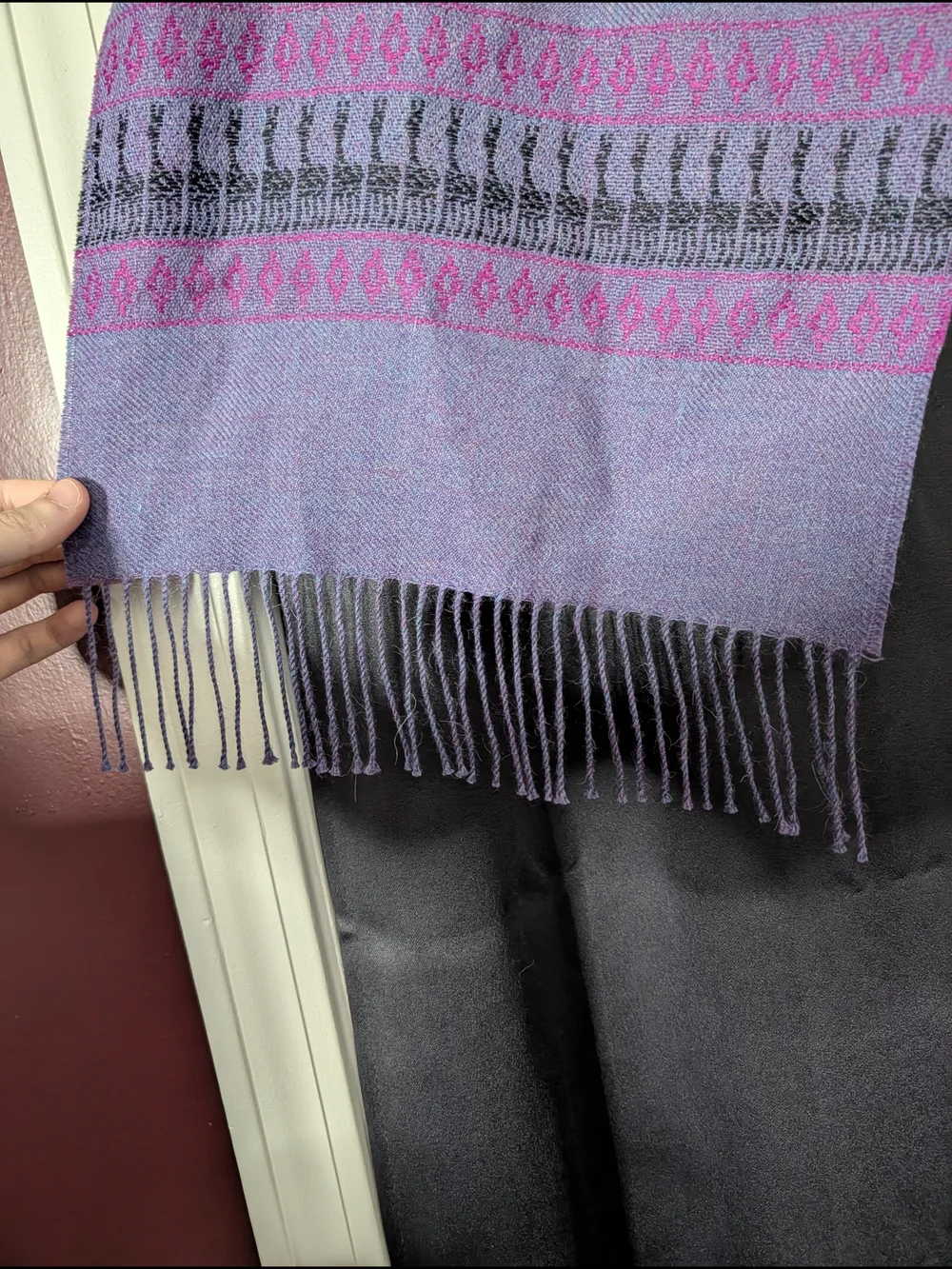 BABY ALPACA Made In Peru Knit Animal Pattern Fringe Scarf